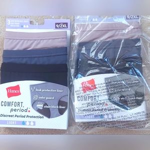 New in package hanes-  2 packages of period  protection underwear